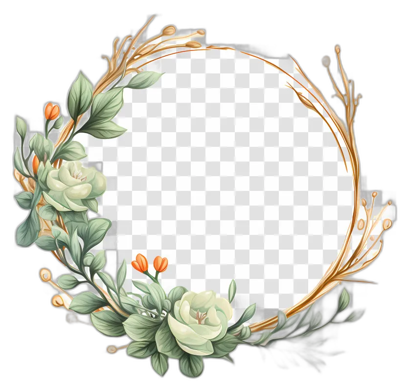 Floral Wreath Round Frame