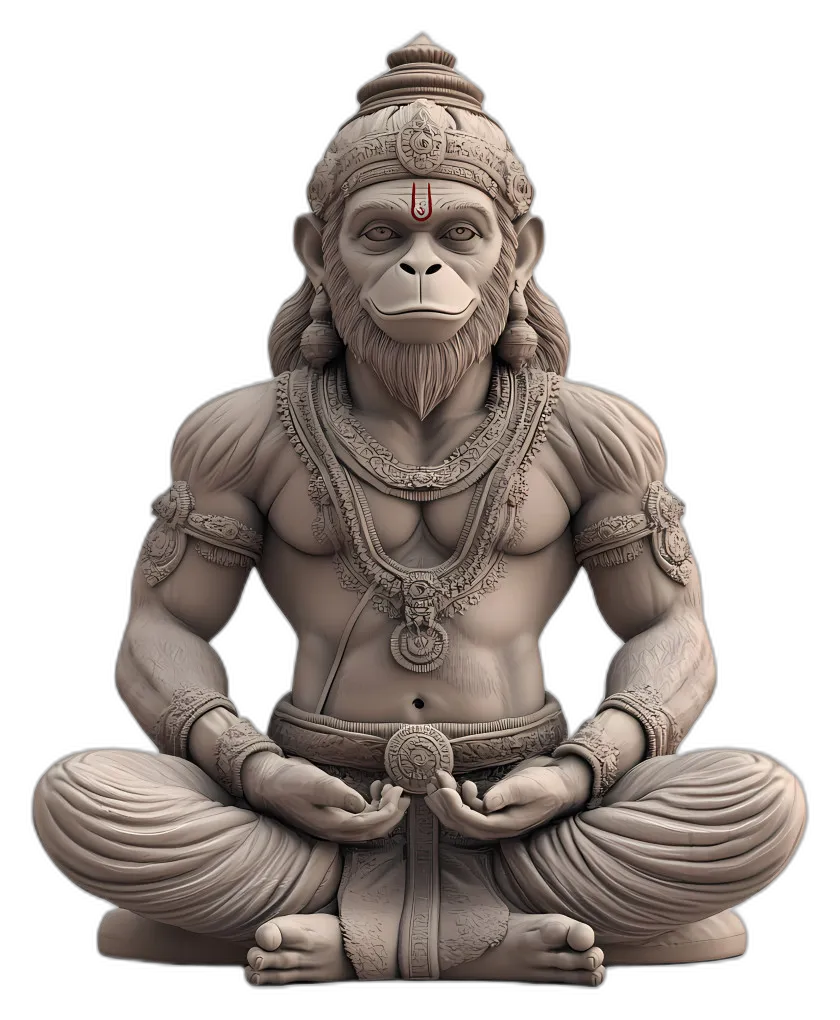 Meditative Hanuman Deity Sculpture
