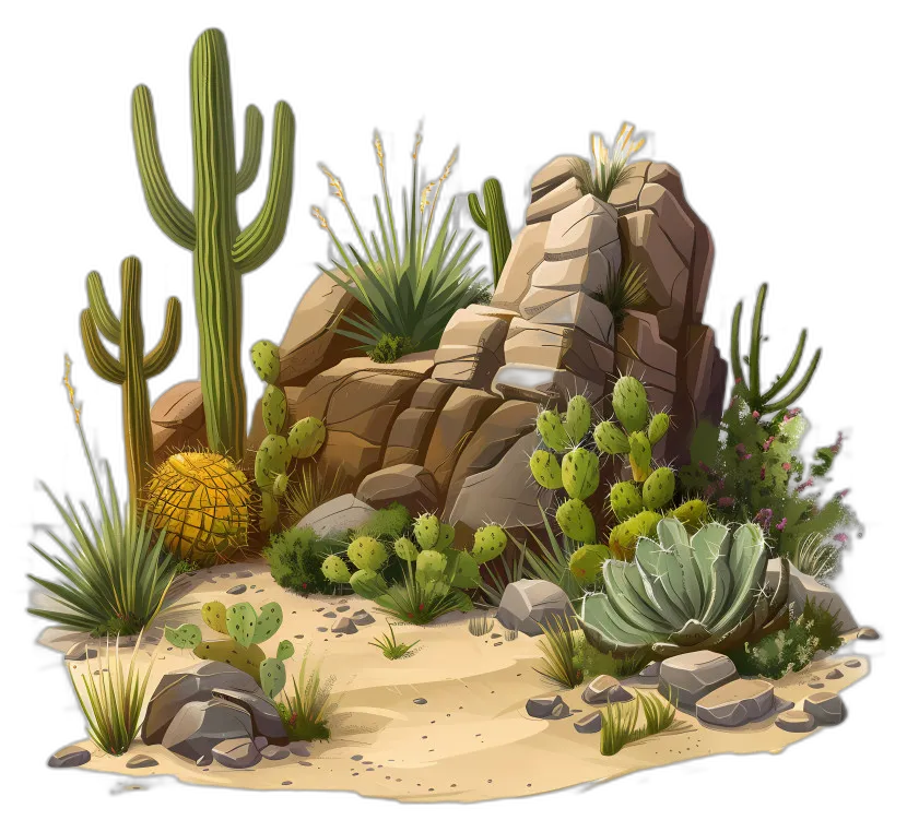 Desert Landscape with Cacti