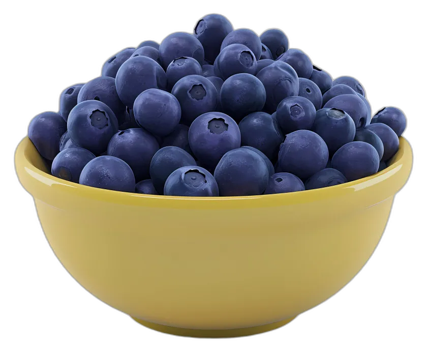 Fresh Blueberries in Yellow Bowl