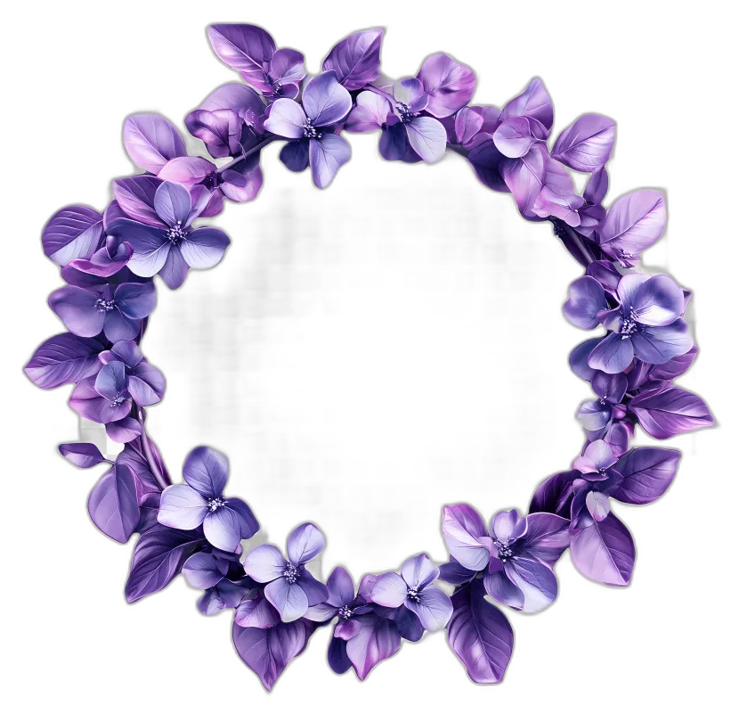 Purple Floral Wreath Circle Frame
