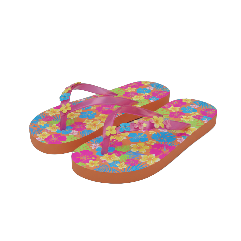 Tropical Flower Flip Flops