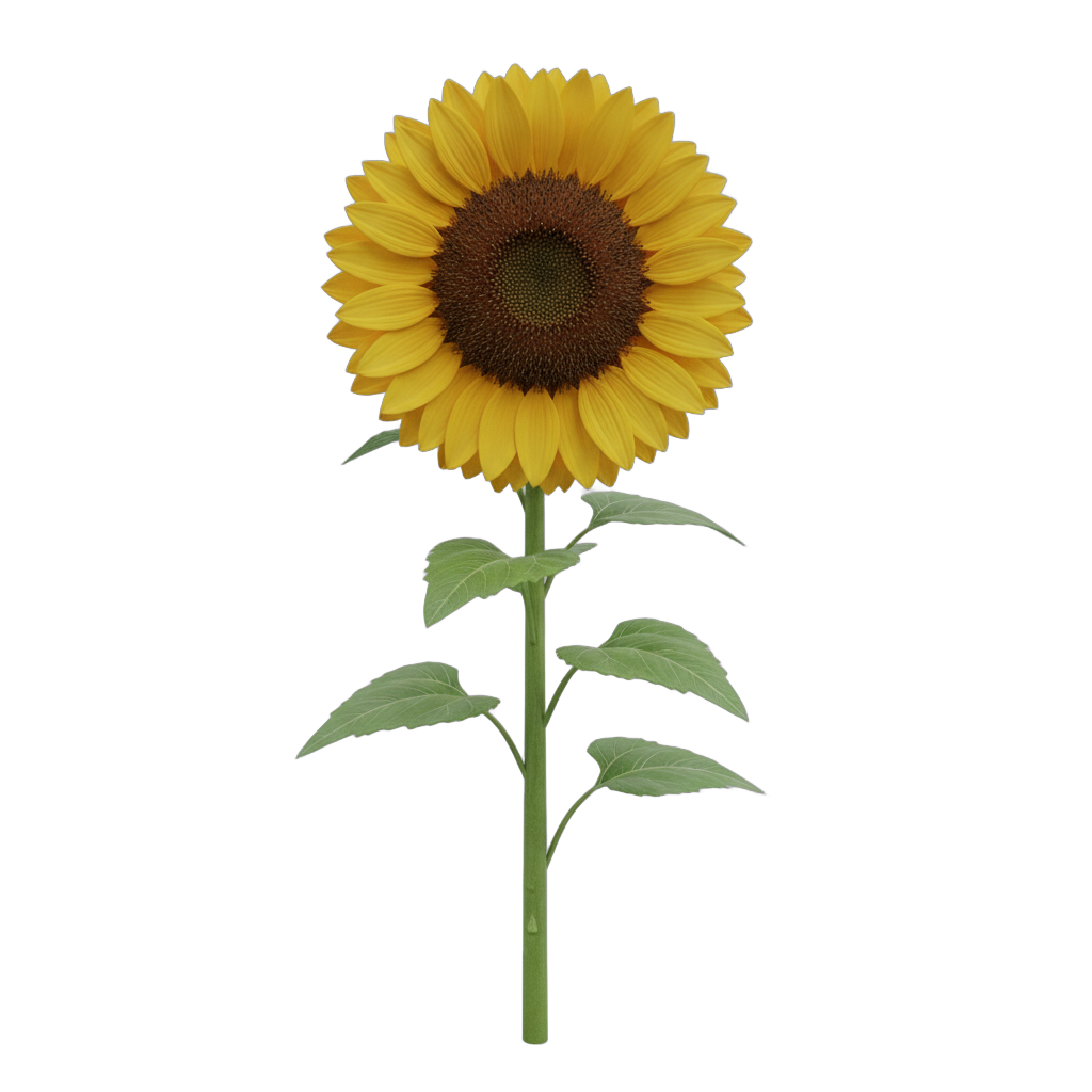 Realistic Sunflower with Stem