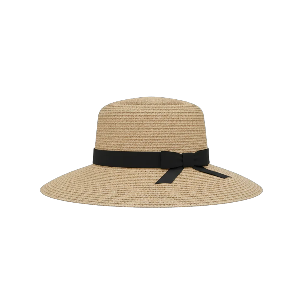 Straw Sun Hat with Black Ribbon