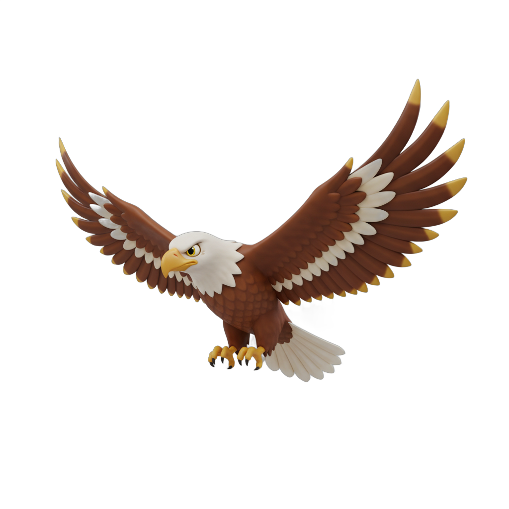 Stylized Flying Bald Eagle