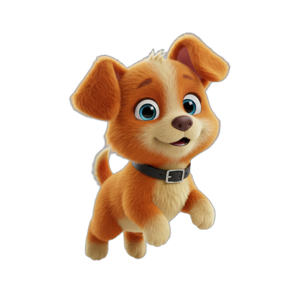 Animated Cartoon Puppy with Collar