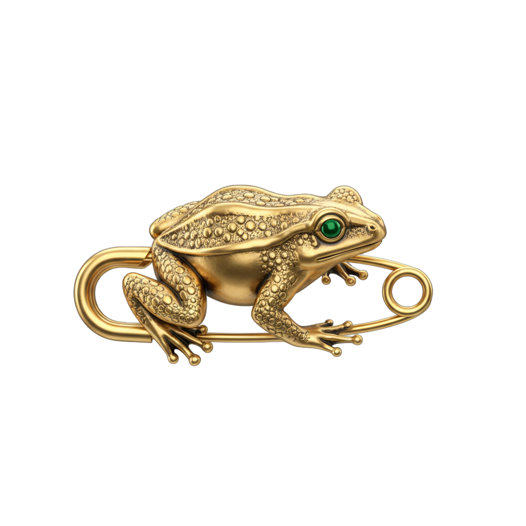 Golden Frog Safety Pin Jewelry