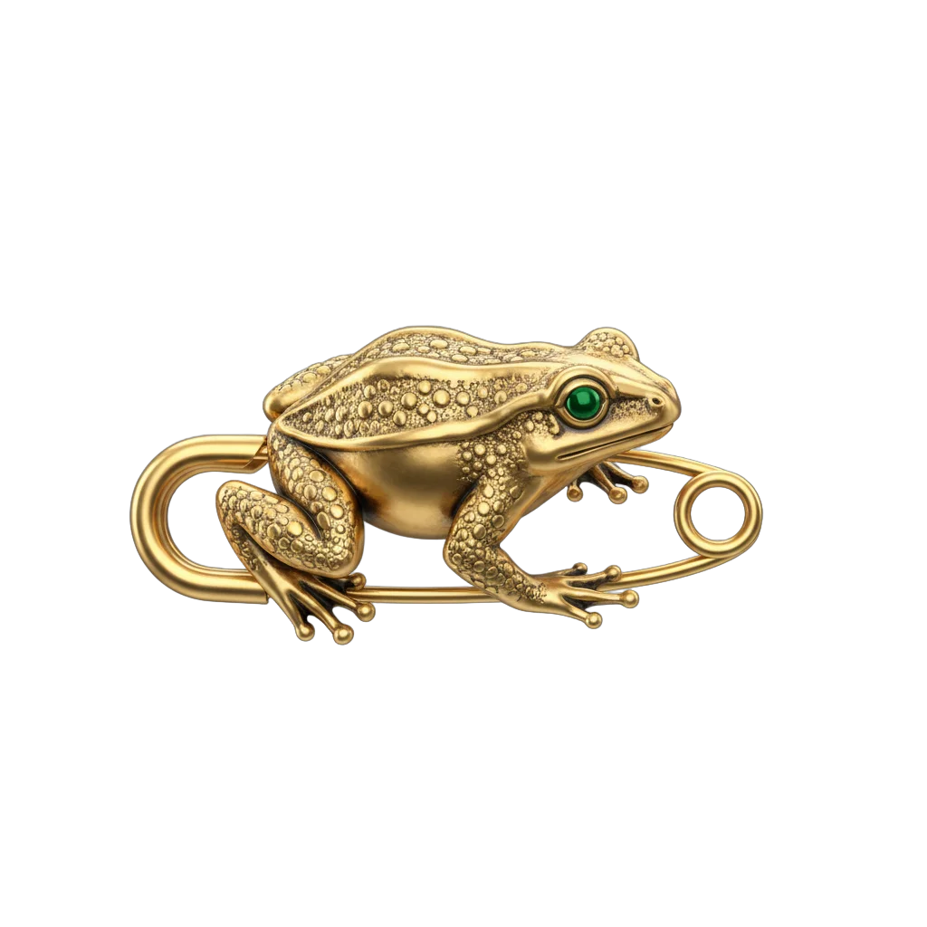 Golden Frog Safety Pin Jewelry