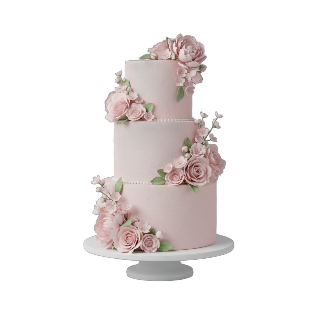 Floral Pink Wedding Cake
