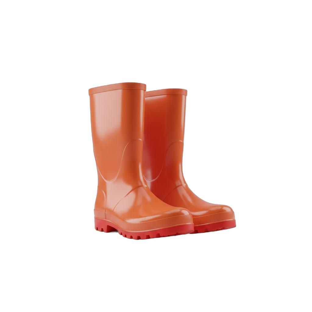 Orange Rain Boots with Red Sole