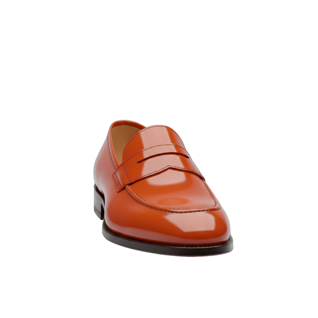 Polished Orange Penny Loafers