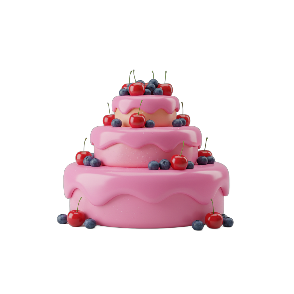 Cartoon Cake with Berries
