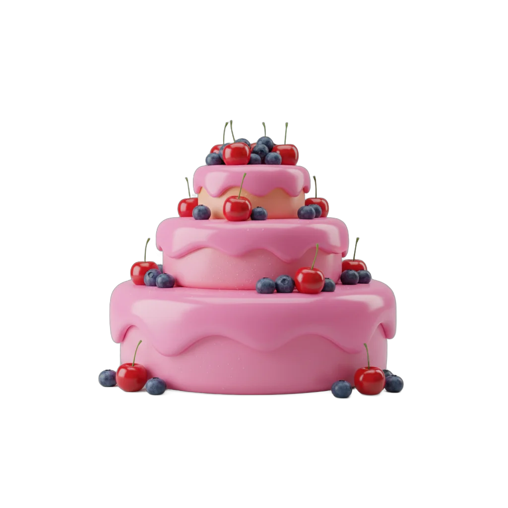 Cartoon Cake with Berries