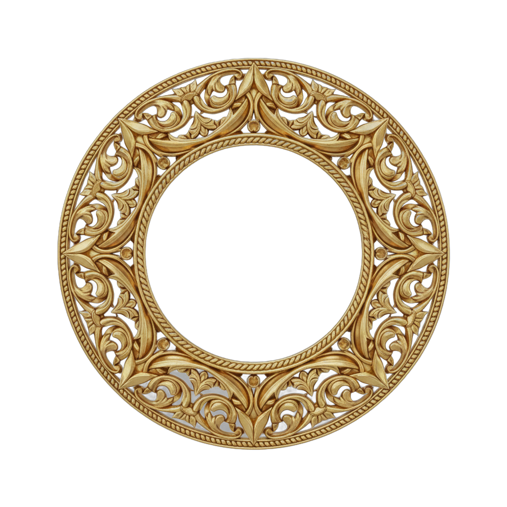 Golden Ornate Circular Frame