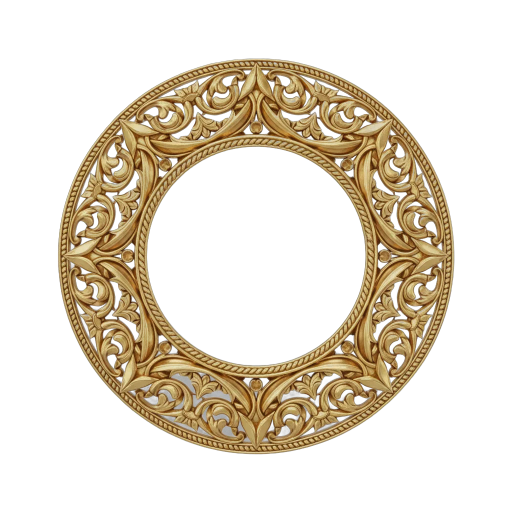 Golden Ornate Circular Frame