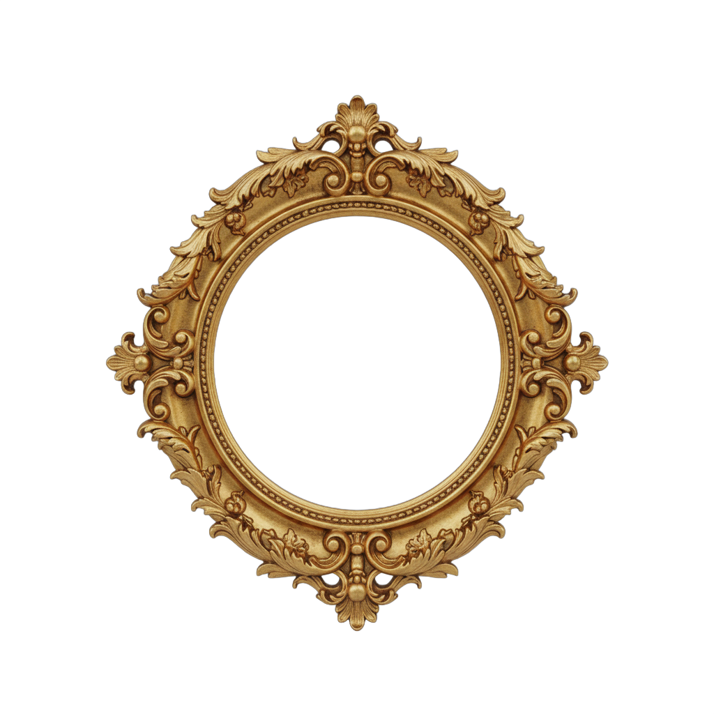 Golden Baroque Round Frame