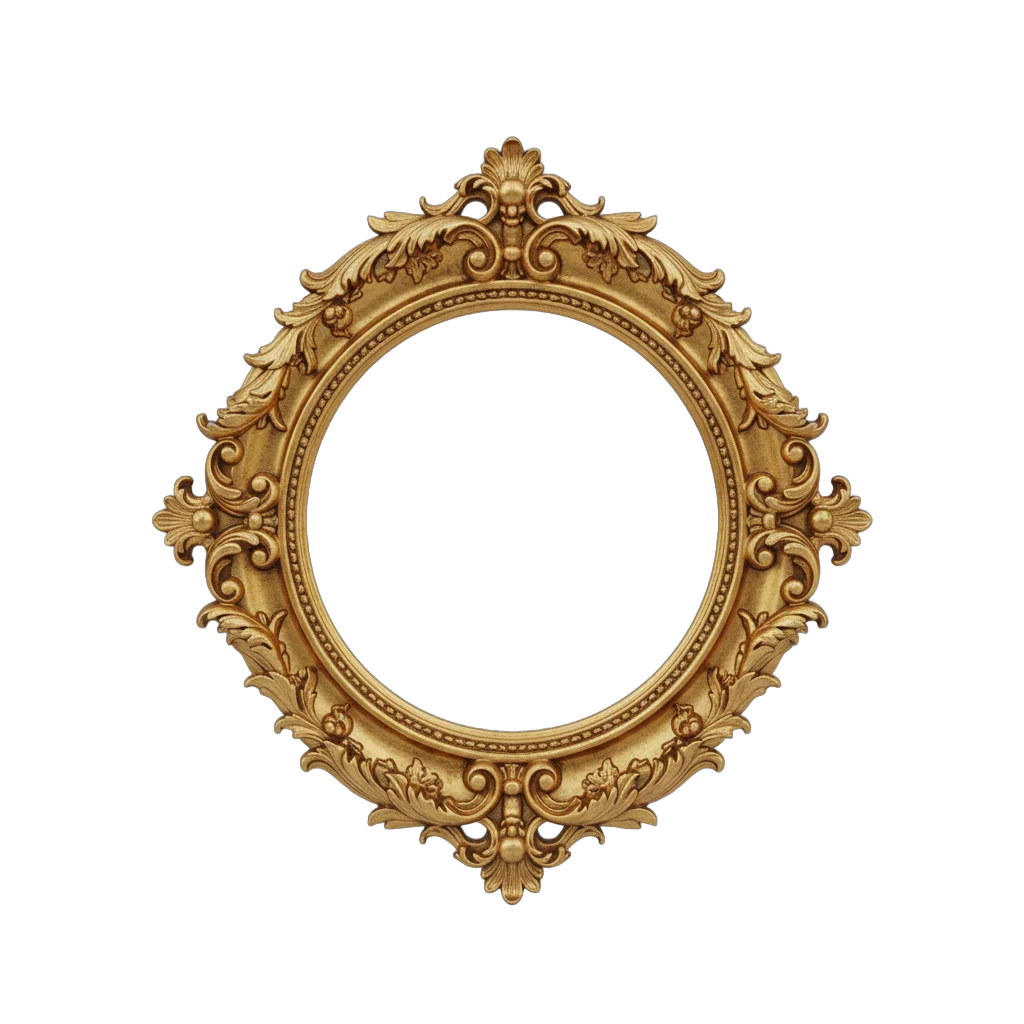 Golden Baroque Round Frame
