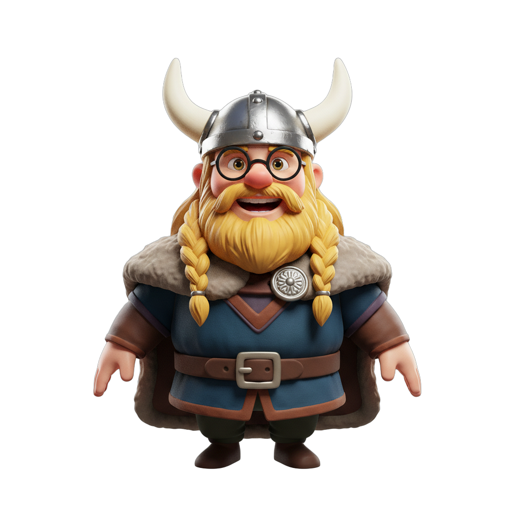 Cartoon Viking with Glasses