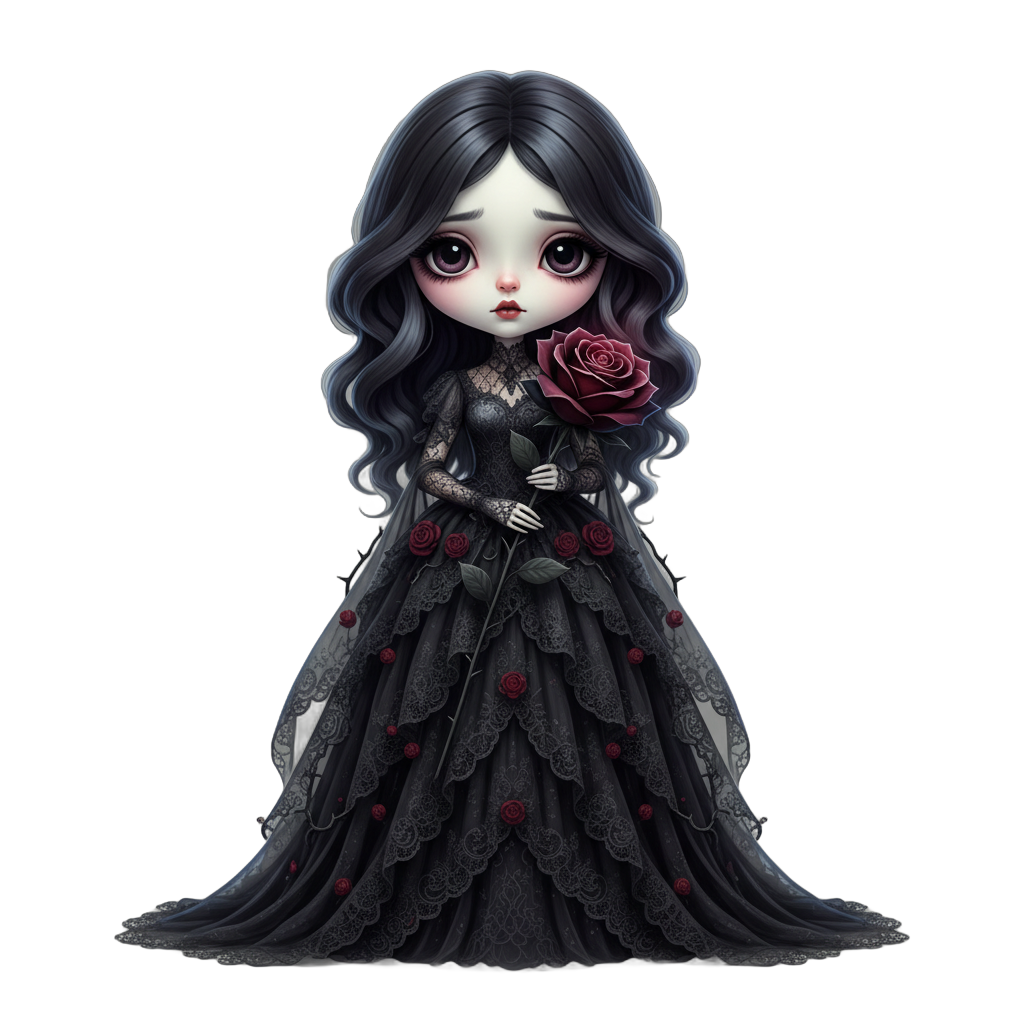 Gothic Doll with Rose
