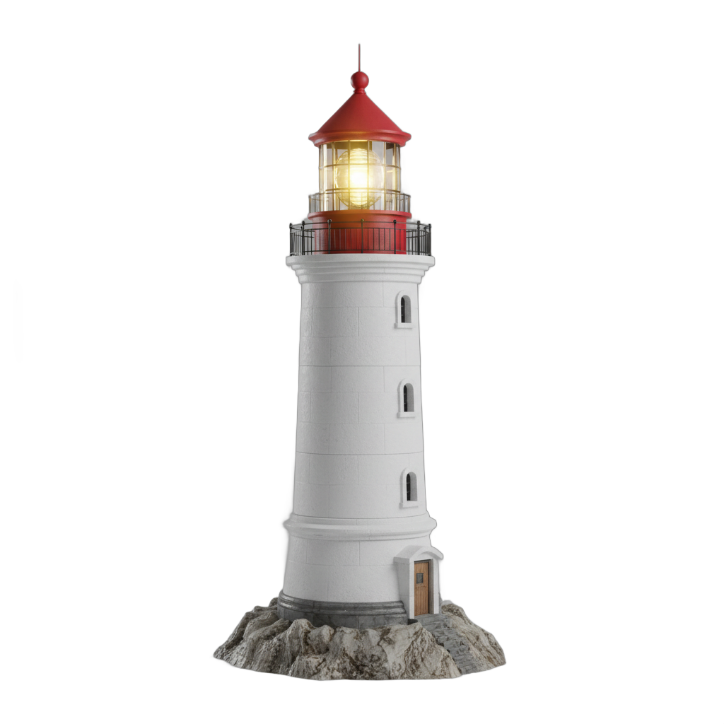 Coastal Lighthouse with Glowing Lantern