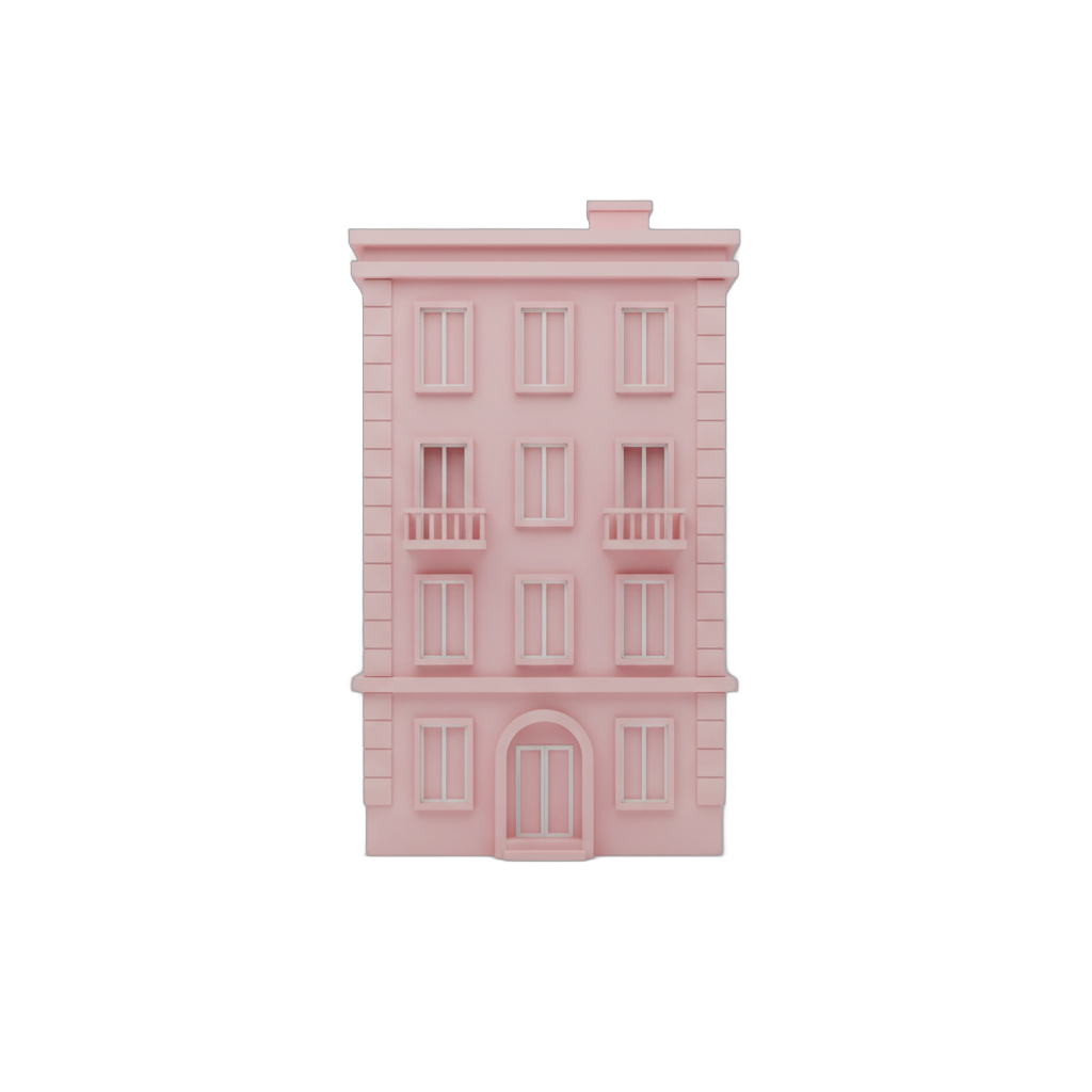 Stylized Pink Apartment Building