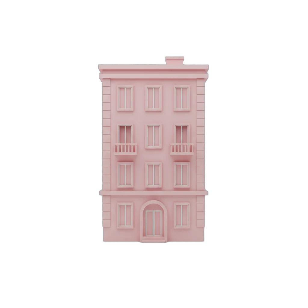Stylized Pink Apartment Building