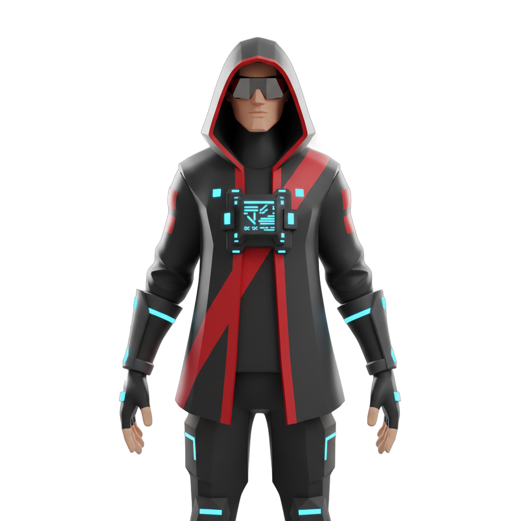 Stylized Hooded Hacker Character