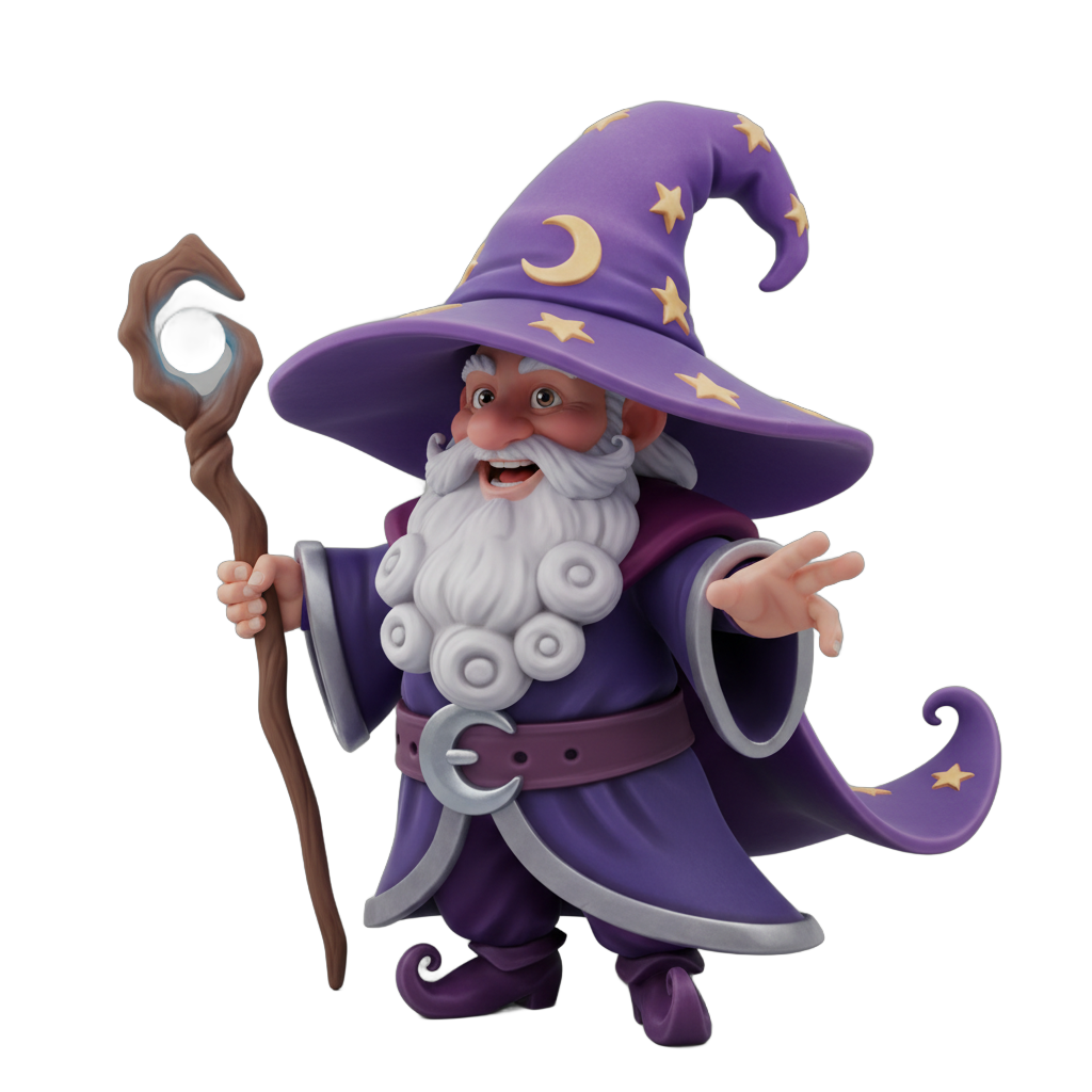 Whimsical Purple Hat Wizard