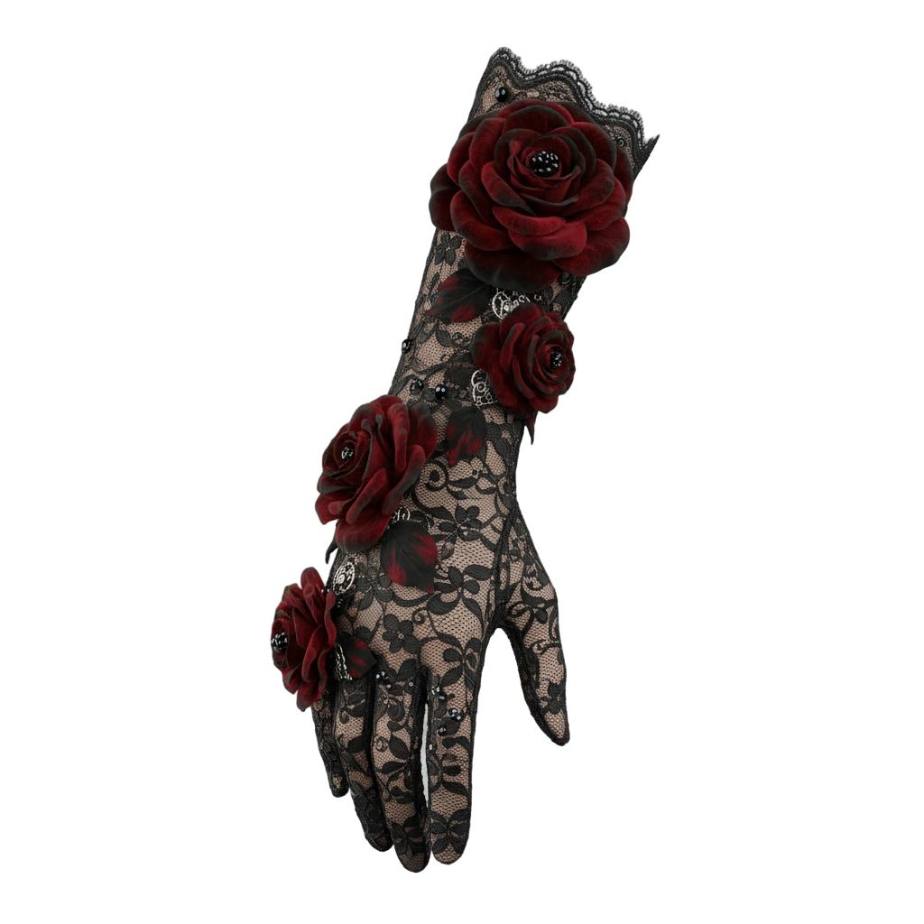Gothic Lace Glove with Roses