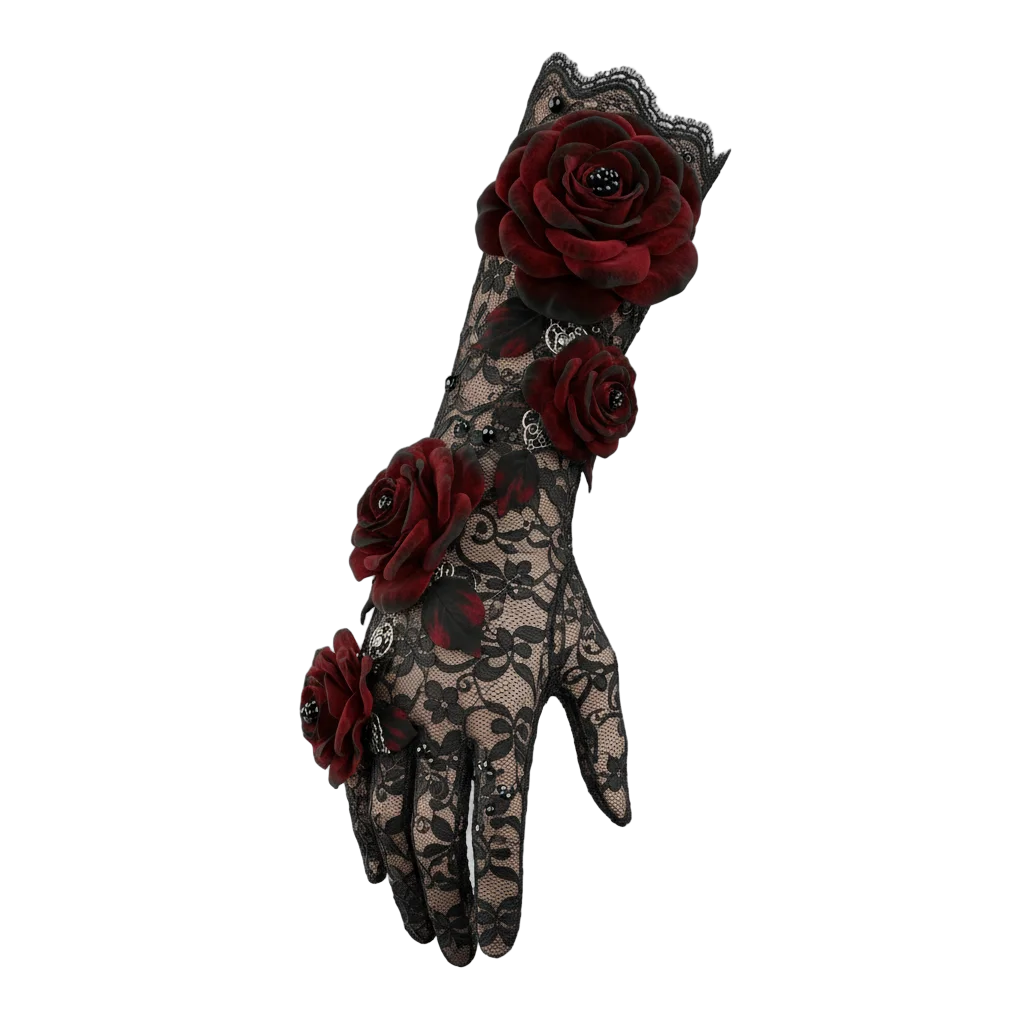 Gothic Lace Glove with Roses