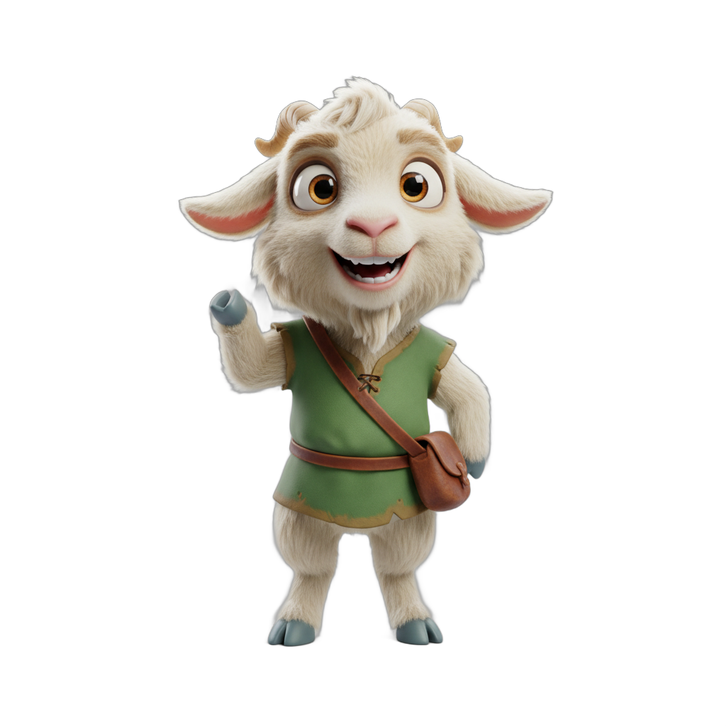 Anthropomorphic Cartoon Goat Character