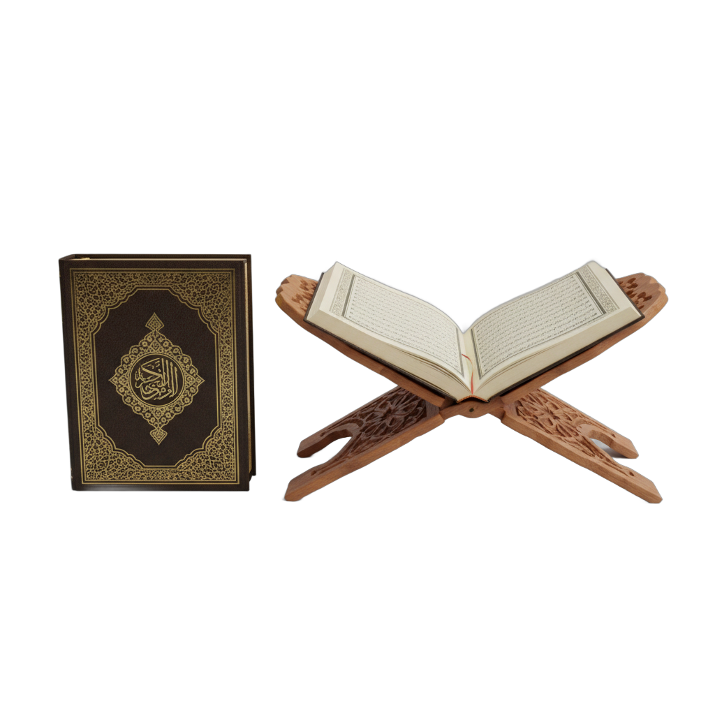 Ornate Quran Book with Wooden Stand
