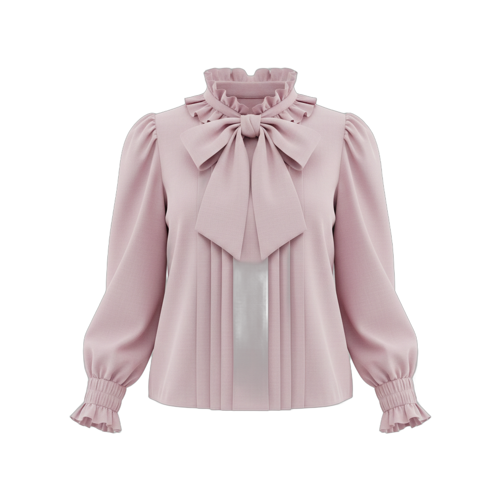 Pink Ruffled Blouse with Bow