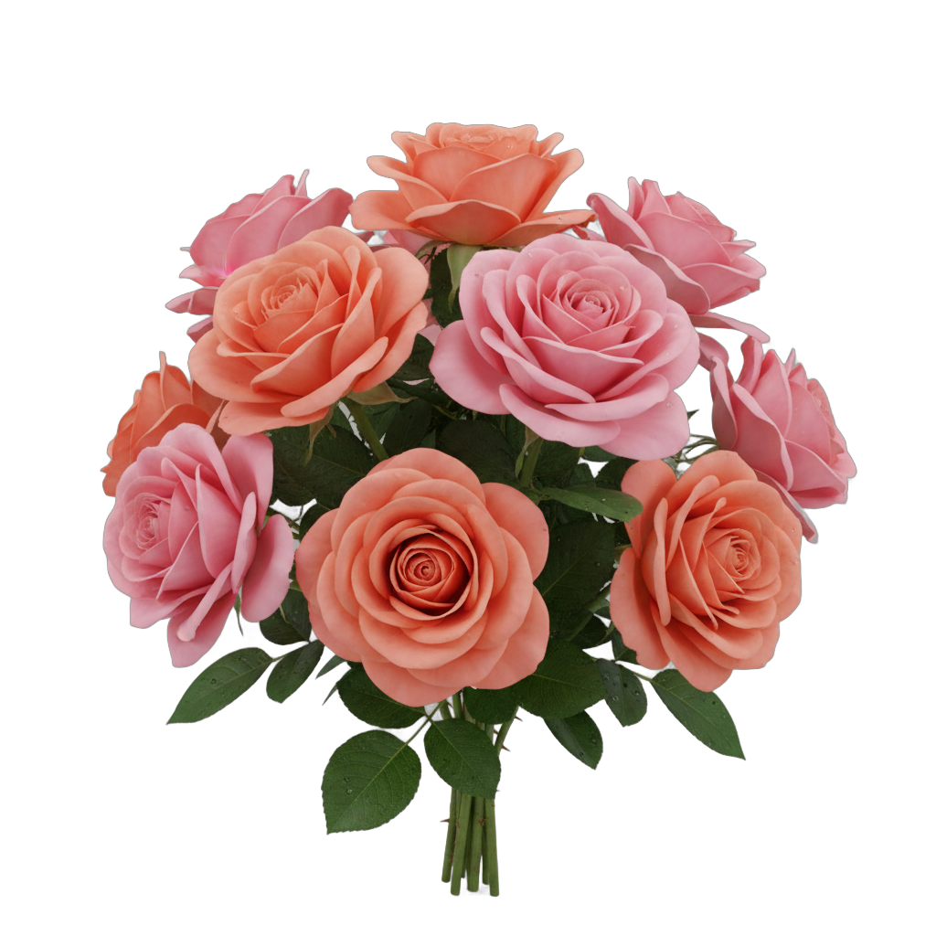 Bouquet of Pink and Orange Roses