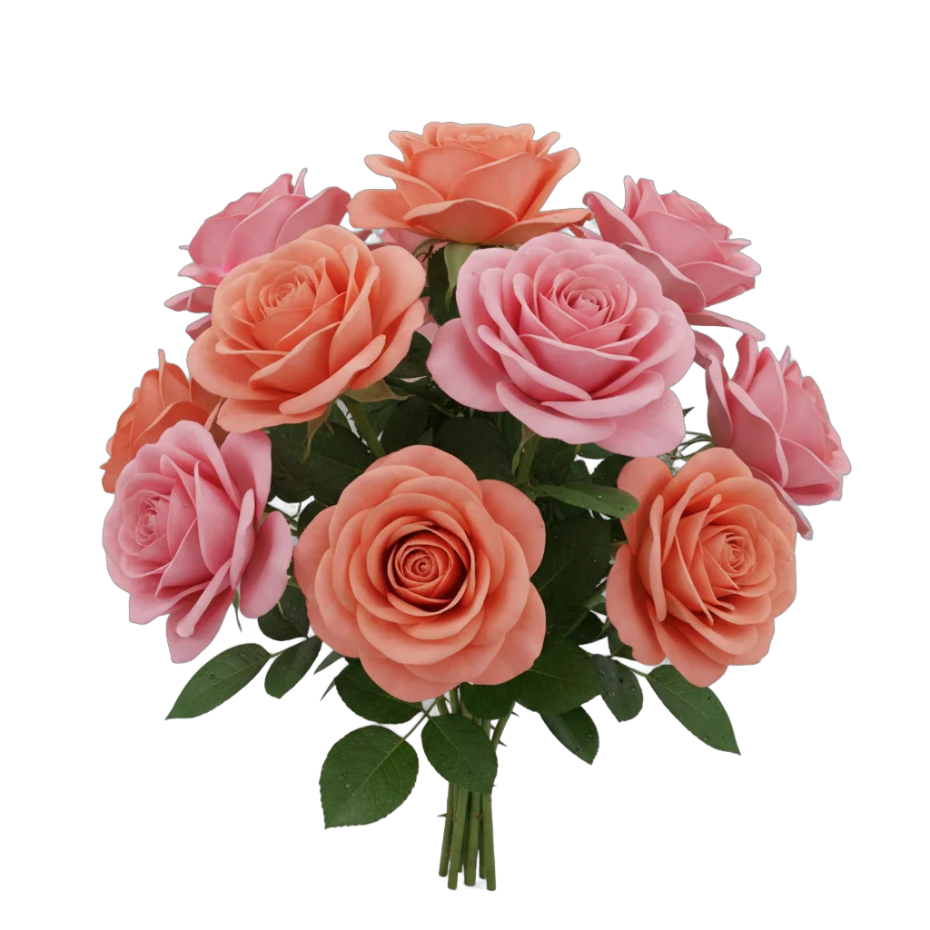 Bouquet of Pink and Orange Roses