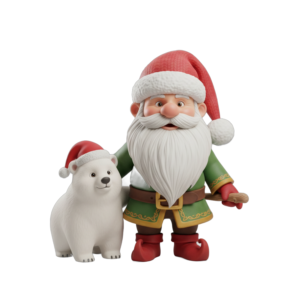 Festive Dwarf Gnome with Santa Hat
