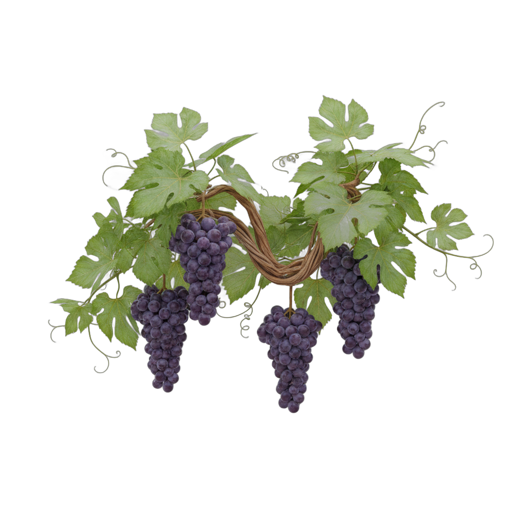 Ripe Grapevine with Purple Grapes