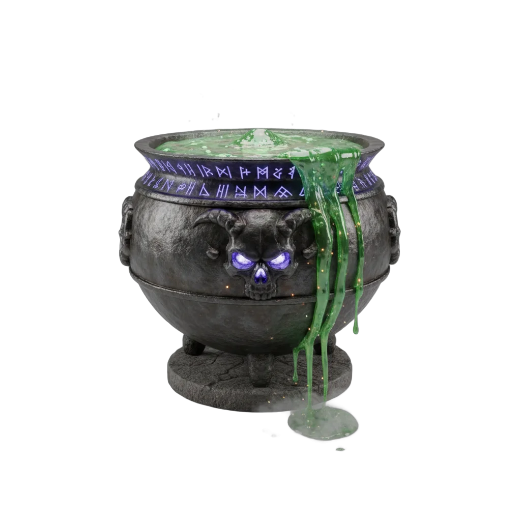 Dark Magic Cauldron with Skull Emblem