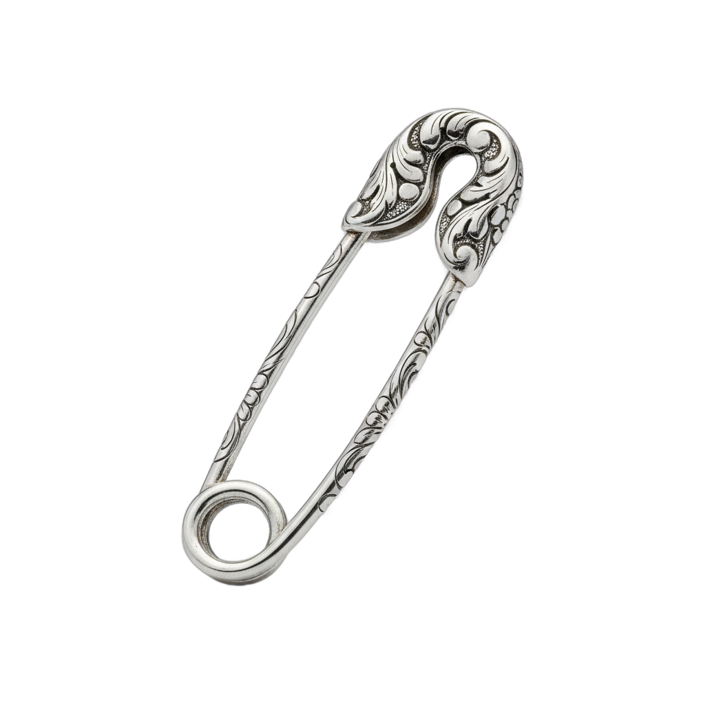 Engraved Silver Safety Pin