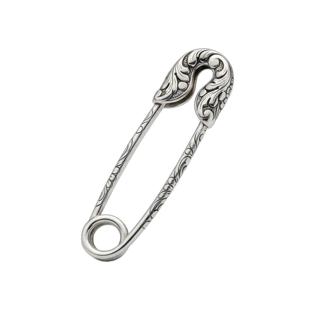 Engraved Silver Safety Pin