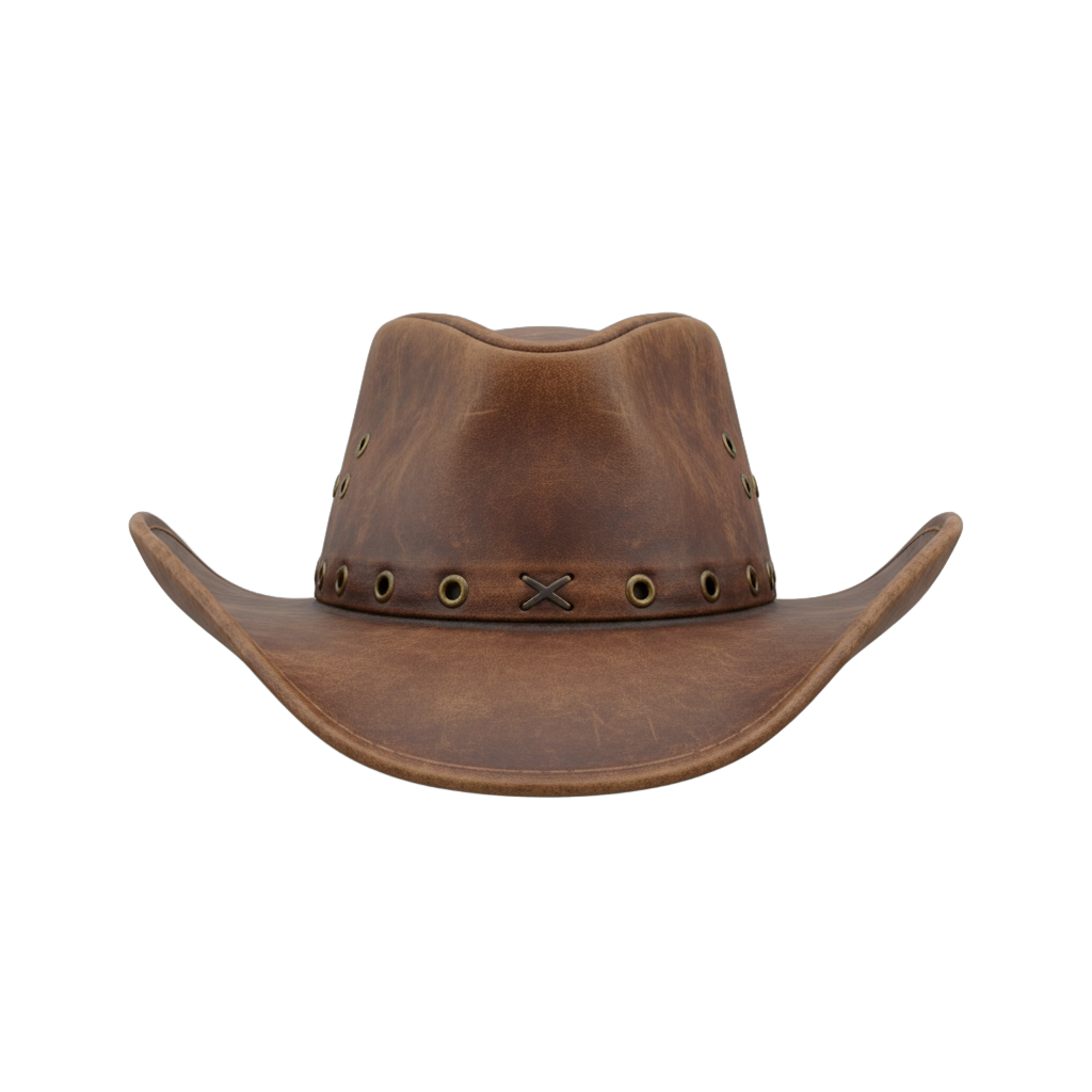 Brown Leather Cowboy Hat