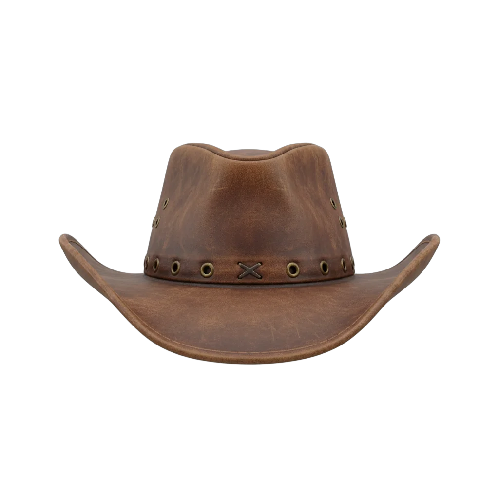 Brown Leather Cowboy Hat