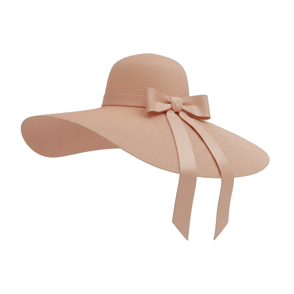 Peach Sun Hat with Ribbon Bow