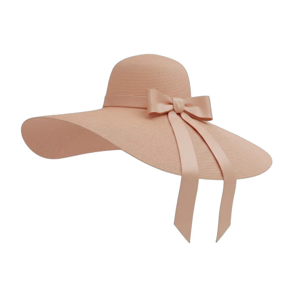 Peach Sun Hat with Ribbon Bow