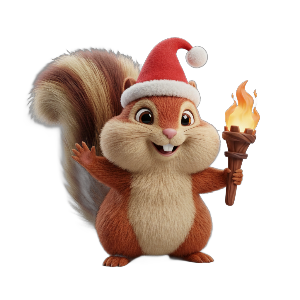 Cartoon Chipmunk with Torch