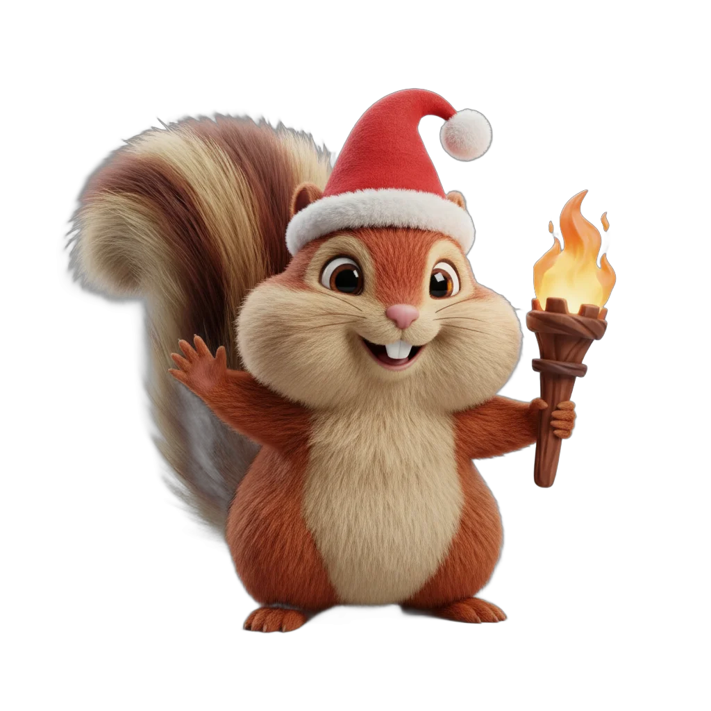Cartoon Chipmunk with Torch