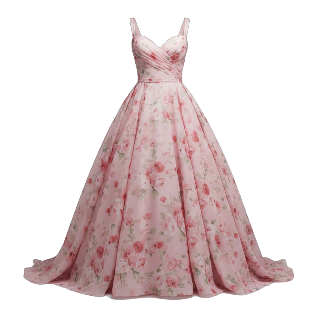 Pink Floral Ball Gown