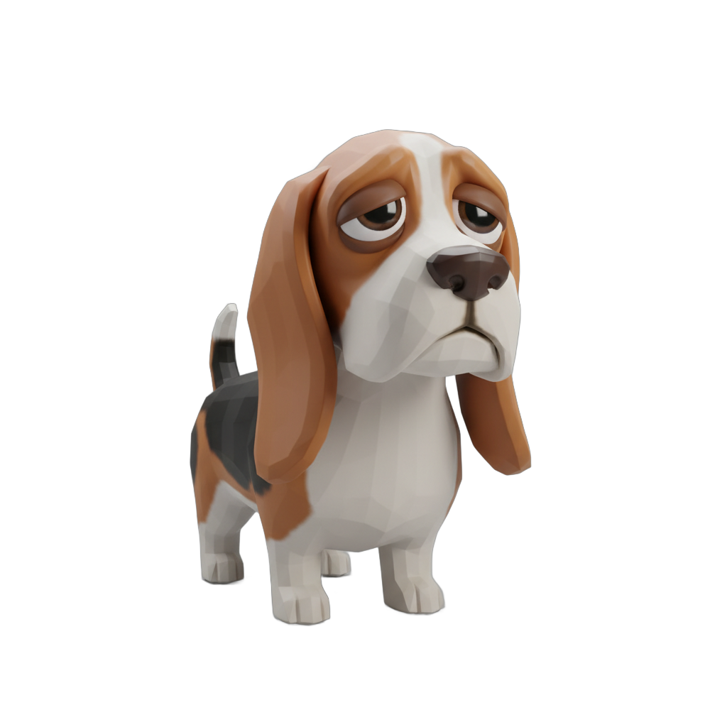 Cartoon Sad Beagle Dog Character