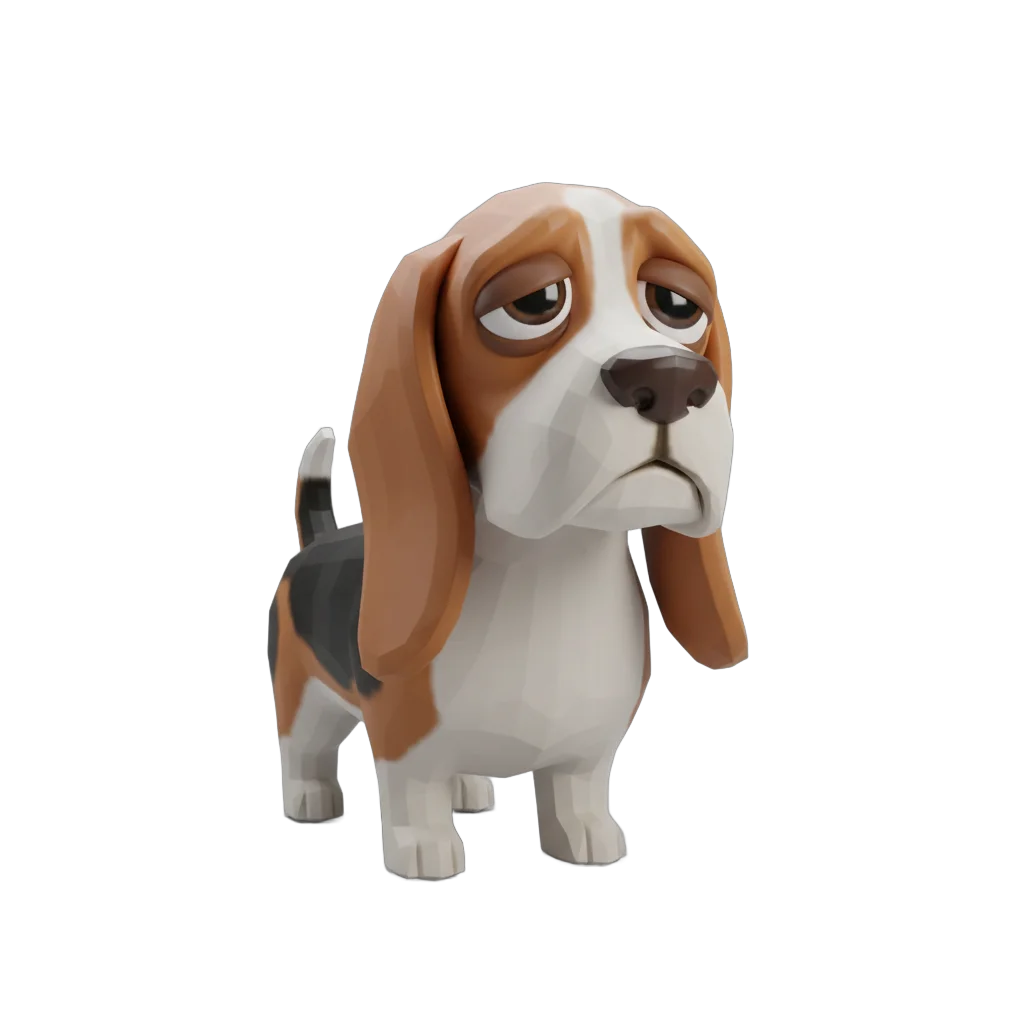 Cartoon Sad Beagle Dog Character