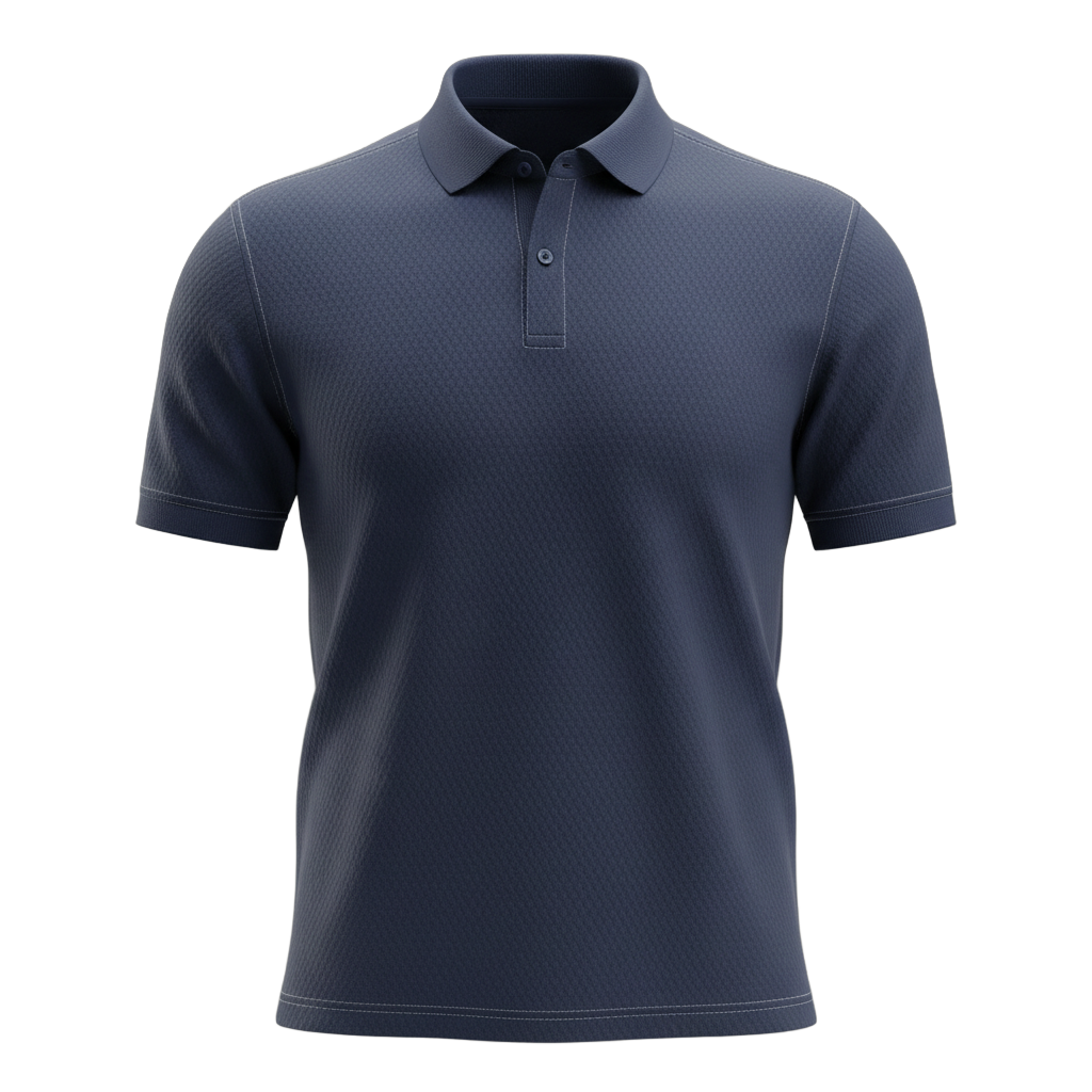 Dark Blue Textured Polo Shirt